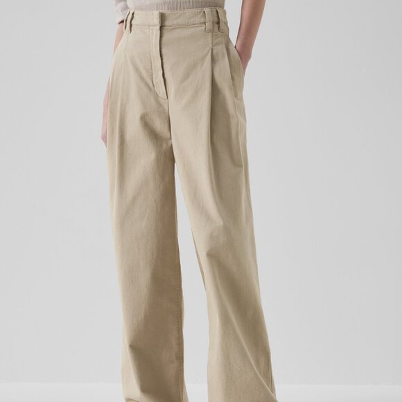 Brunello Cucinelli Monili Jeans Khaki Twill Denim Wide Leg High Waist Size 8 - Picture 5 of 12